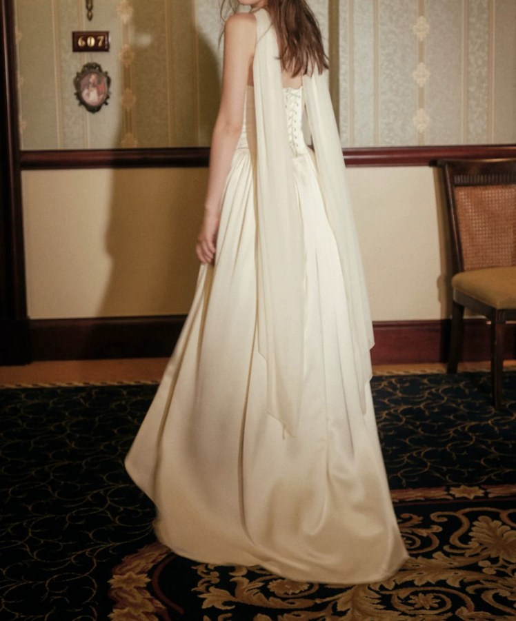 Superbe robe de mariée sirène bustier en satin et tulle, longue et en dentelle, C4563