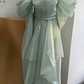 Attractive Halter Neck Appliques Homecoming Dress Green Satin A-Line Party Dress C9344