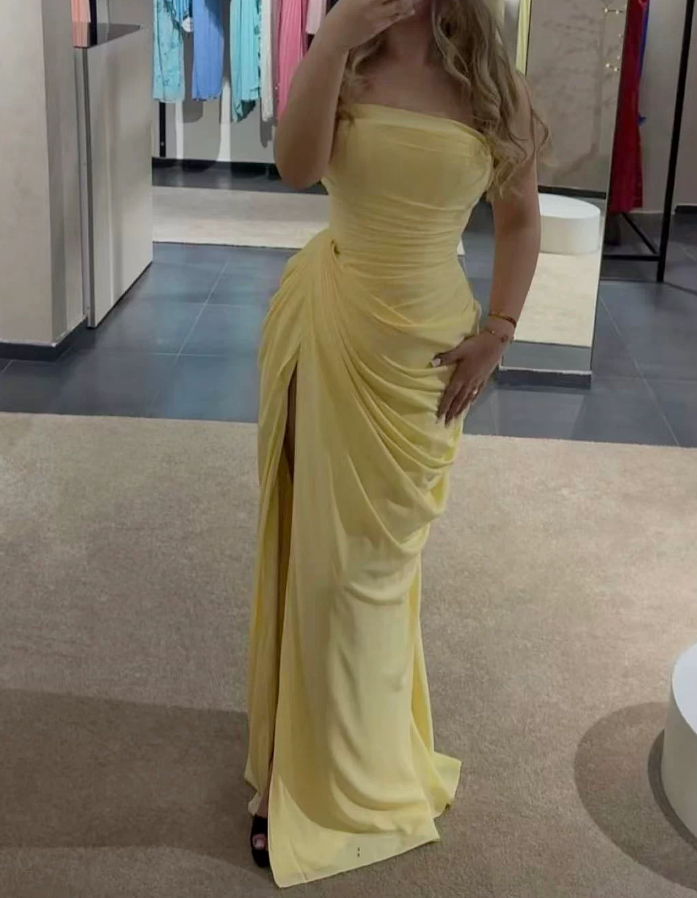 Robe de bal de princesse bustier à volants en satin long, robe de soirée C8117