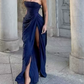 Robe de bal de princesse bustier à volants en satin long, robe de soirée C8117