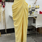Robe de bal de princesse bustier à volants en satin long, robe de soirée C8117