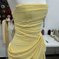 Robe de bal de princesse bustier à volants en satin long, robe de soirée C8117