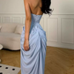 Robe de bal de princesse bustier à volants en satin long, robe de soirée C8117