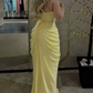 Robe de bal de princesse bustier à volants en satin long, robe de soirée C8117