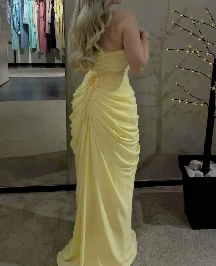 Robe de bal de princesse bustier à volants en satin long, robe de soirée C8117