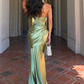 Robe de bal de princesse bustier à volants en satin long, robe de soirée C8117