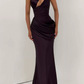 Robe de bal de princesse bustier à volants en satin long, robe de soirée C8117