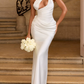 Robe de bal de princesse bustier à volants en satin long, robe de soirée C8117