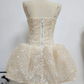 Glittering Spaghetti Straps Beige Homecoming Dress Sequins A-Line Party Dress C9351
