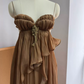 Flowy Spaghetti Straps Brown Homecoming Dress Ruffles Backless A-Line Party Dress C9353
