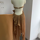Flowy Spaghetti Straps Brown Homecoming Dress Ruffles Backless A-Line Party Dress C9353