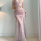 Robe de bal de princesse bustier à volants en satin long, robe de soirée C8117