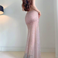 Robe de bal de princesse bustier à volants en satin long, robe de soirée C8117