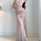 Robe de bal de princesse bustier à volants en satin long, robe de soirée C8117