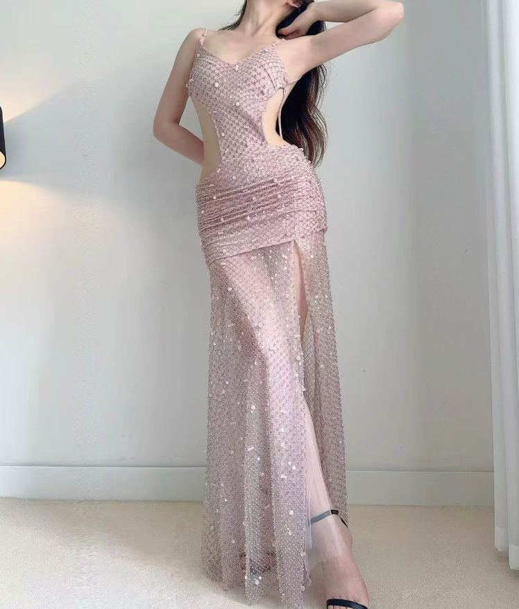 Robe de bal de princesse bustier à volants en satin long, robe de soirée C8117