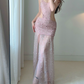 Robe de bal de princesse bustier à volants en satin long, robe de soirée C8117