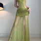 Robe de bal de princesse bustier à volants en satin long, robe de soirée C8117