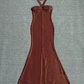 Shiny Halter Neck Brown Prom Dress Sequins Mermaid Evening Dress C9355