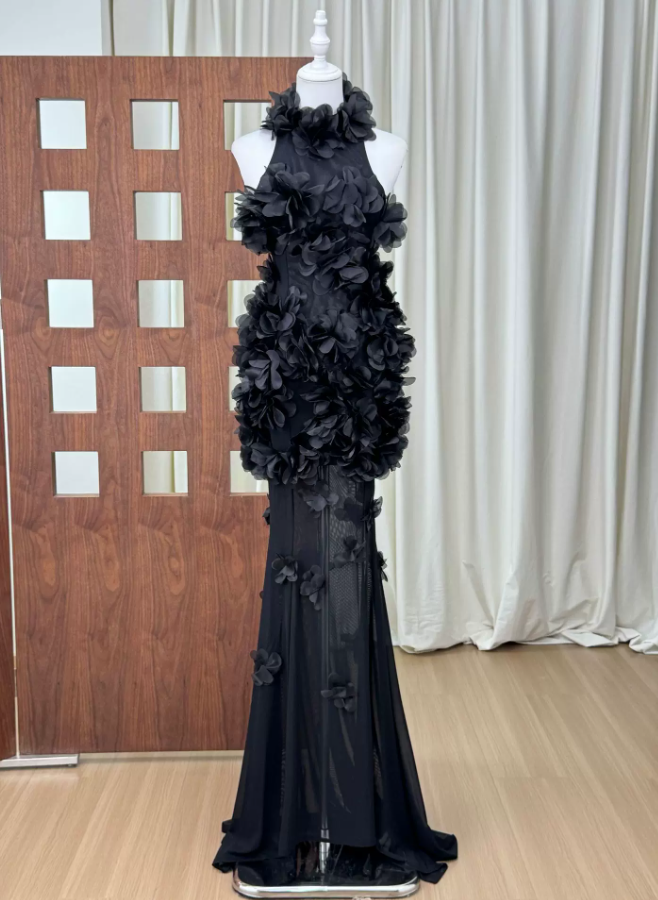 Robe de bal de princesse bustier à volants en satin long, robe de soirée C8117