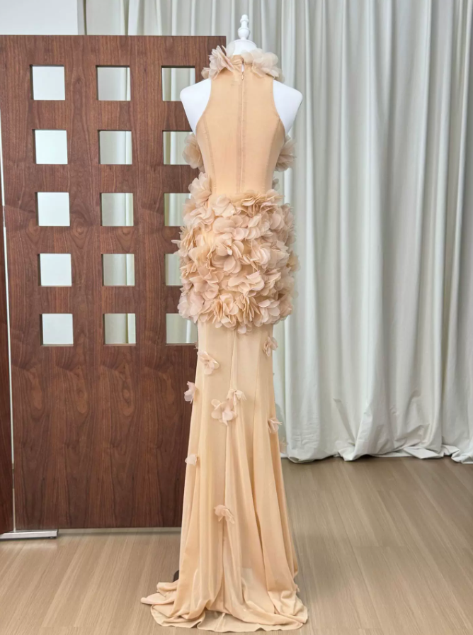 Robe de bal de princesse bustier à volants en satin long, robe de soirée C8117