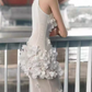 Robe de bal de princesse bustier à volants en satin long, robe de soirée C8117