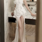 Robe de bal de princesse bustier à volants en satin long, robe de soirée C8117