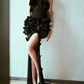 Robe de bal de princesse bustier à volants en satin long, robe de soirée C8117