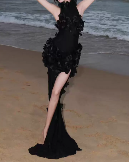 Robe de bal de princesse bustier à volants en satin long, robe de soirée C8117