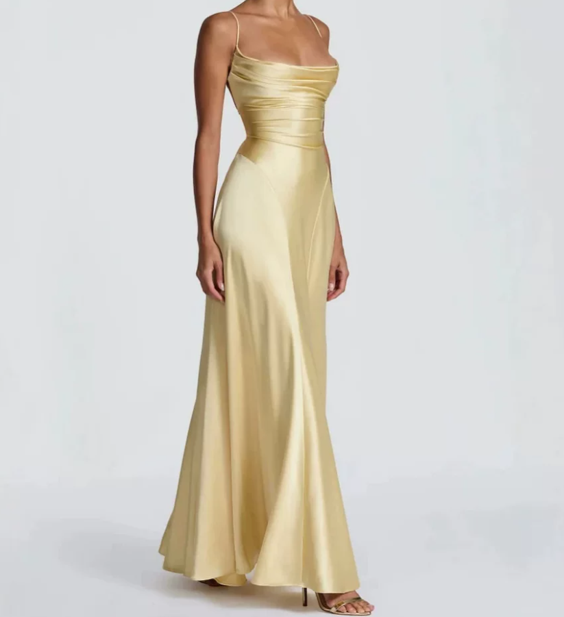 Robe de bal de princesse bustier à volants en satin long, robe de soirée C8117