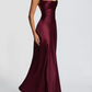 Robe de bal de princesse bustier à volants en satin long, robe de soirée C8117