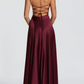 Robe de bal de princesse bustier à volants en satin long, robe de soirée C8117