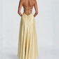 Robe de bal de princesse bustier à volants en satin long, robe de soirée C8117