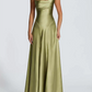 Robe de bal de princesse bustier à volants en satin long, robe de soirée C8117