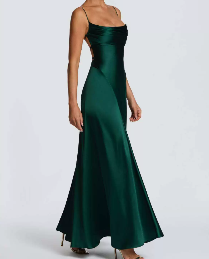 Robe de bal de princesse bustier à volants en satin long, robe de soirée C8117