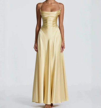 Robe de bal de princesse bustier à volants en satin long, robe de soirée C8117