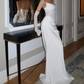 Superbe robe de mariée sirène bustier en satin et tulle, longue et en dentelle, C4563