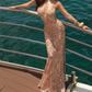 Robe de bal de princesse bustier à volants en satin long, robe de soirée C8117