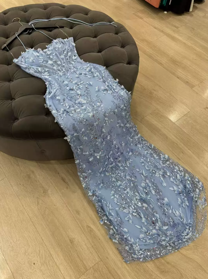 Robe de bal de princesse bustier à volants en satin long, robe de soirée C8117