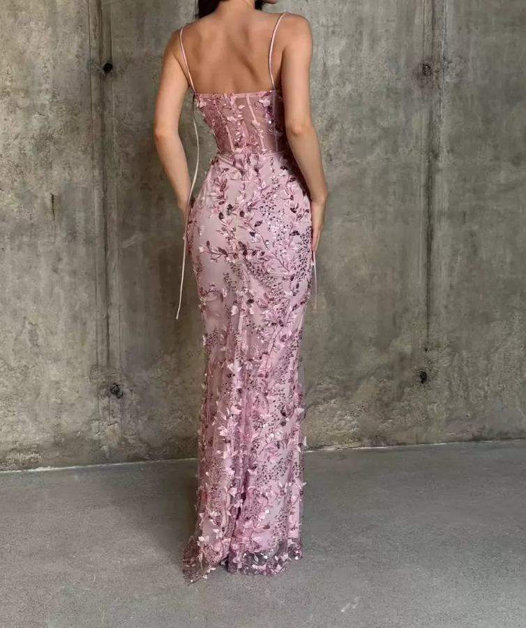 Robe de bal de princesse bustier à volants en satin long, robe de soirée C8117