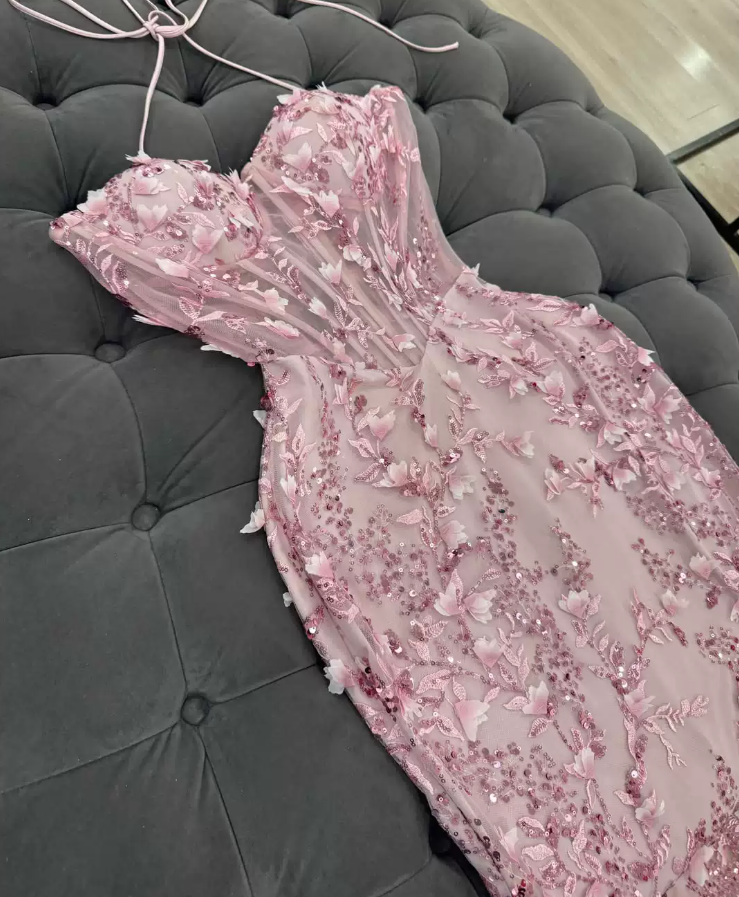 Robe de bal de princesse bustier à volants en satin long, robe de soirée C8117