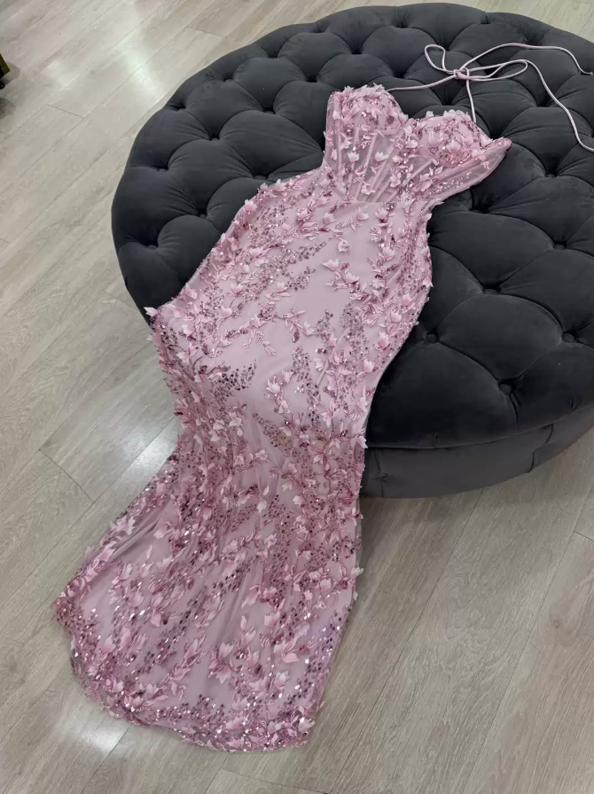 Robe de bal de princesse bustier à volants en satin long, robe de soirée C8117