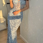 Robe de bal de princesse bustier à volants en satin long, robe de soirée C8117