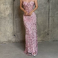 Robe de bal de princesse bustier à volants en satin long, robe de soirée C8117