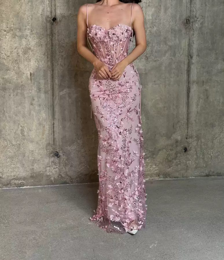 Robe de bal de princesse bustier à volants en satin long, robe de soirée C8117