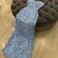Robe de bal de princesse bustier à volants en satin long, robe de soirée C8117