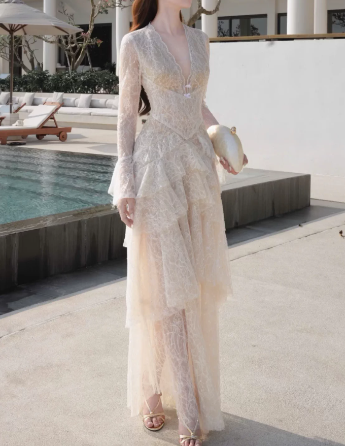 Robe de bal de princesse bustier à volants en satin long, robe de soirée C8117