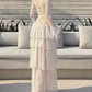 Robe de bal de princesse bustier à volants en satin long, robe de soirée C8117