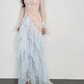 Robe de bal de princesse bustier à volants en satin long, robe de soirée C8117