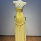 Flowy Spaghetti Strap Prom Dress Draped A-Line Evening Dress C9369