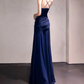 Flowy Spaghetti Strap Prom Dress Draped A-Line Evening Dress C9369